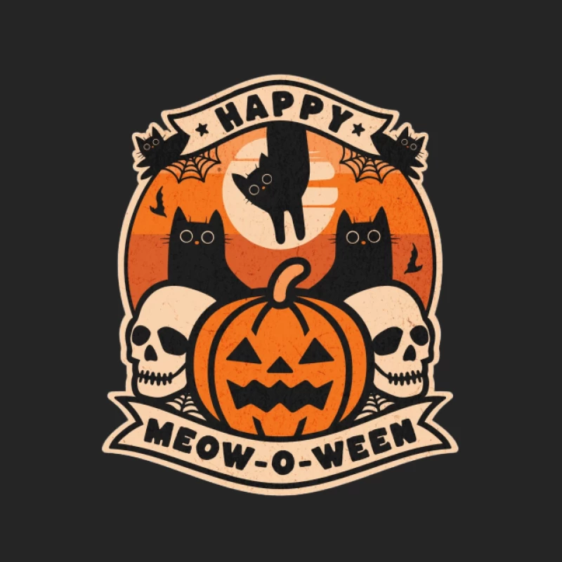 Fröhliches Meow-o-ween mit Kürbissen und Katzen Herren Pullover Sweatshirt