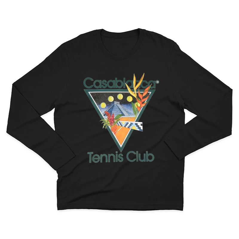 Casablanca Tennis Club Tropical Retro Logo with Mayan Motif Male Long Sleeve T-Shirt