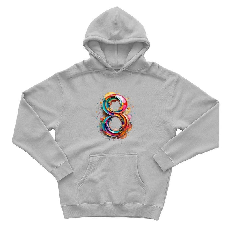 Abstract Colorful Number 8 Digital Art Design Male Pullover Hoodie