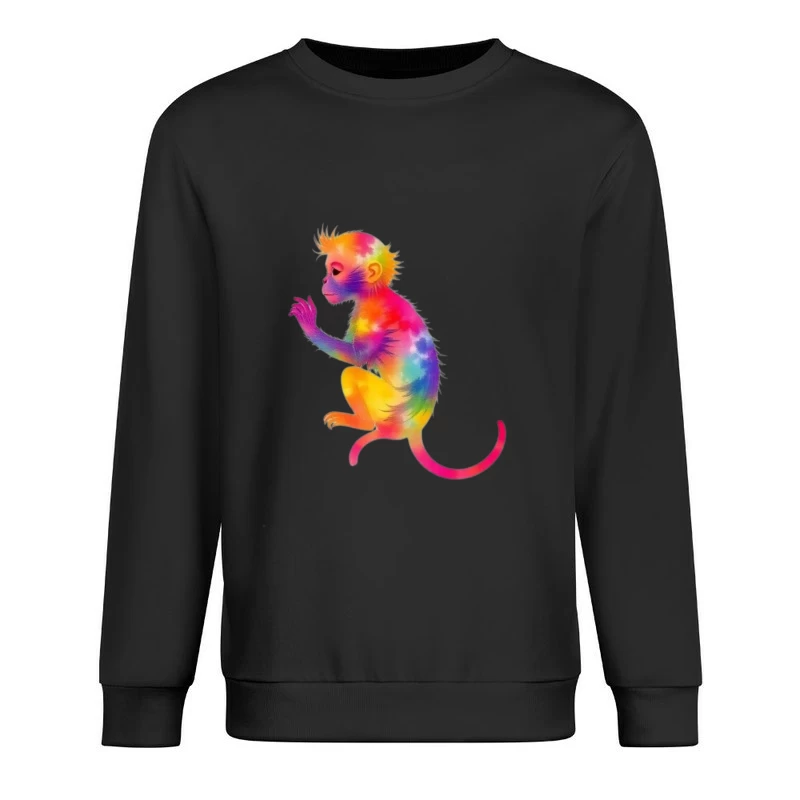 Rainbow Gradient Monkey Art Male Pullover Sweatshirt