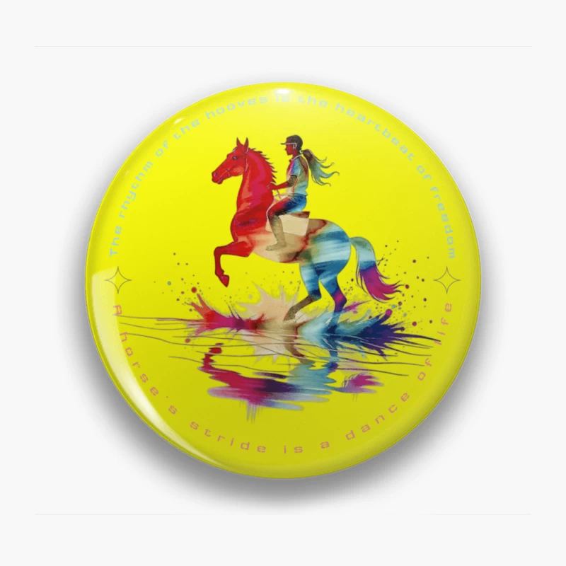 The Dance of Freedom: A Colorful Horse Ride Pin