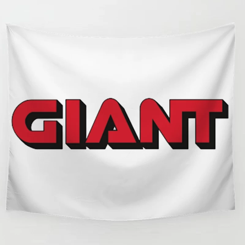 Giant Red and Black Brand Logo Typography Tapestry