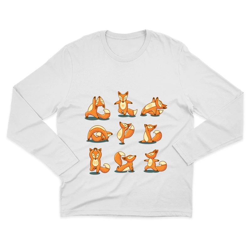 Renards mignons en yoga Homme Manches Longues T-Shirt