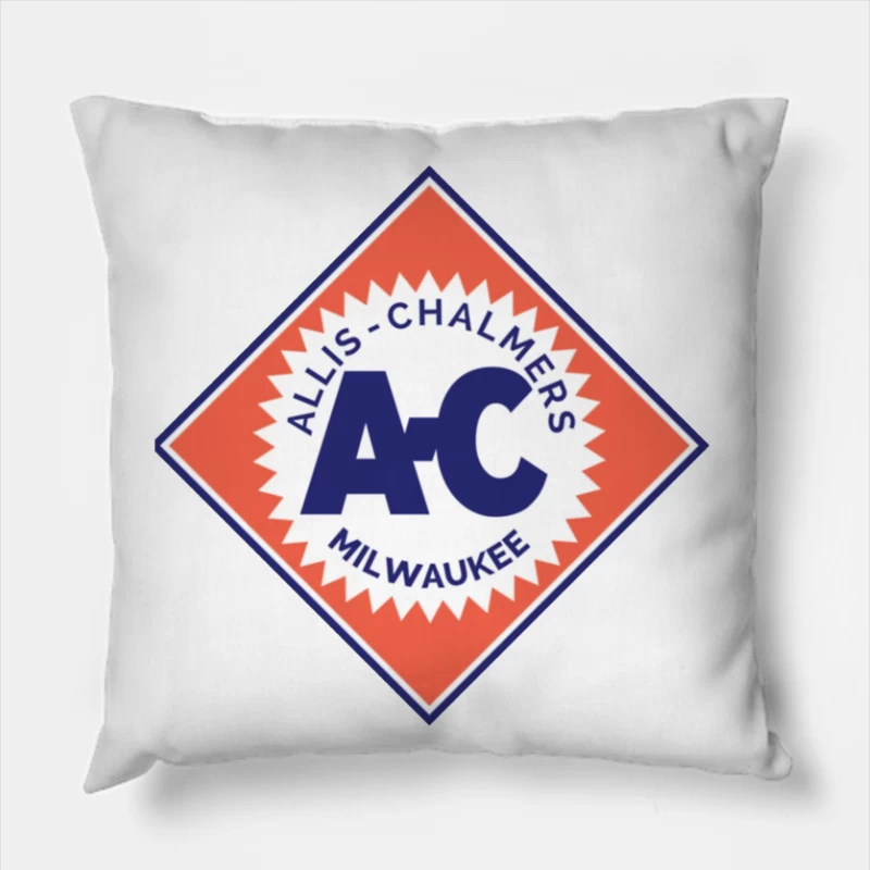 Vintage Allis-Chalmers Milwaukee Industrial Logo Throw Pillow