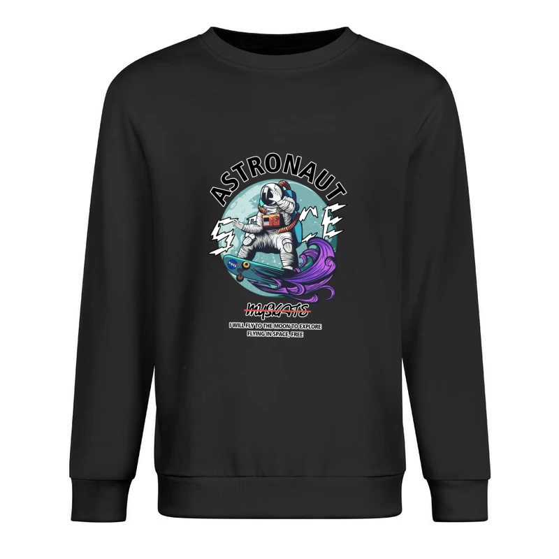 Astronaut auf Skateboard im Weltraum Herren Pullover Sweatshirt