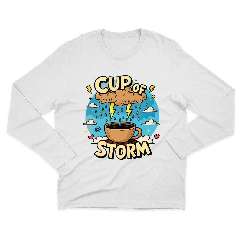 Cup of Storm – Whimsical Pixel Art with Lightning Charm! Male Long Sleeve T-Shirt