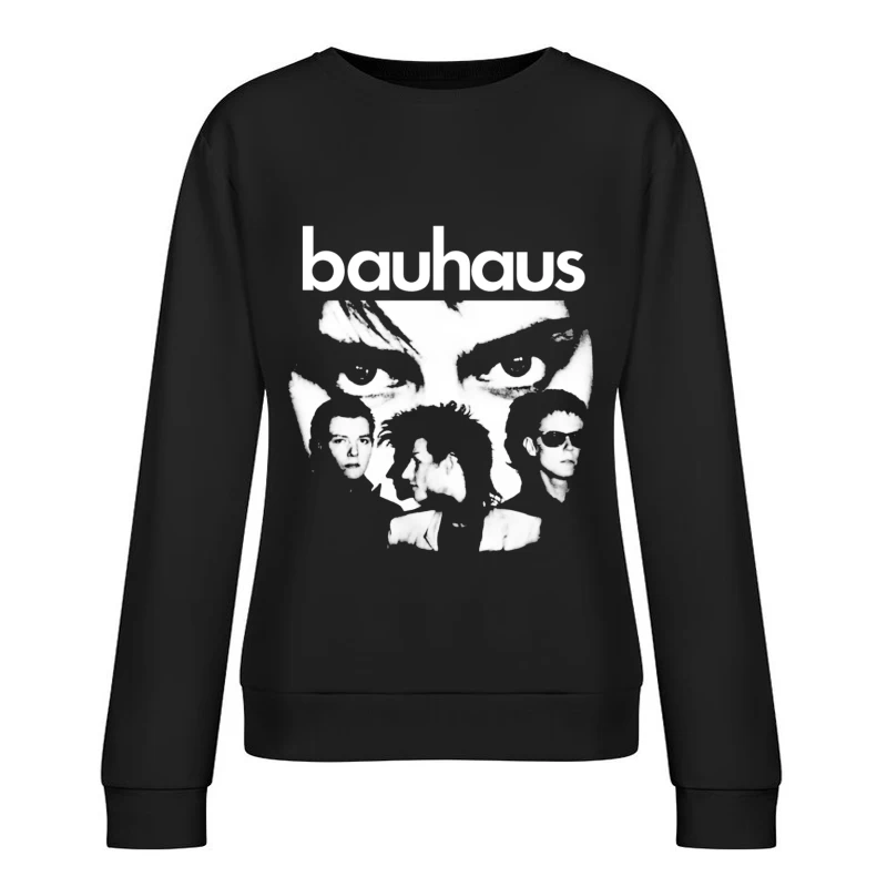 Abstract Bauhaus Portrait Sketch in Black and White Female Pullover Sweatshirt