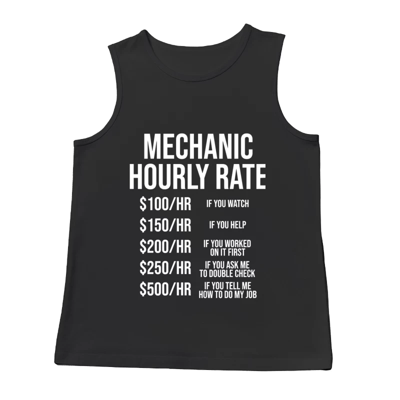 Mechanic's Humorous Progressive Hourly Rate Chart Male Tank Top