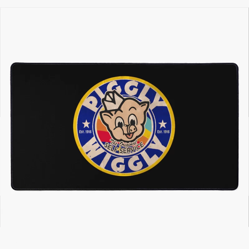 Vintage Piggly Wiggly Supermarket Logo - The Original Self Service Store Since 1916 Desk Mat