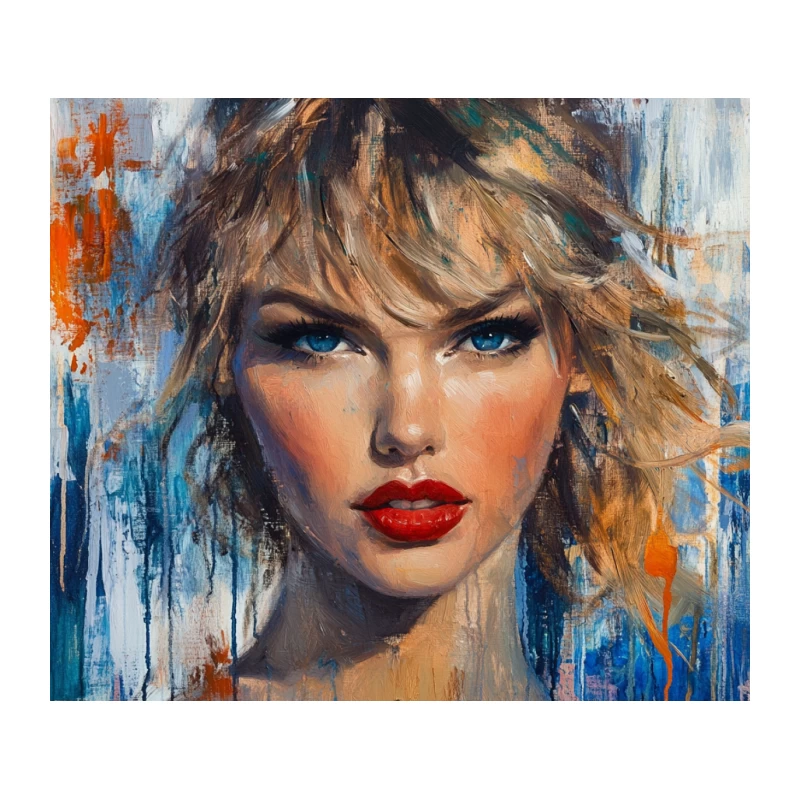 Expressive Portrait Painting with Vibrant Colors Tapestry