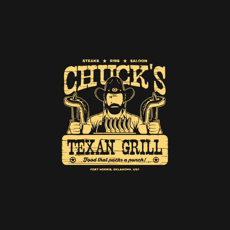 Chuck's Texan Grill: Vintage Western Steakhouse Logo from Fort Norris, Oklahoma Desk Mat