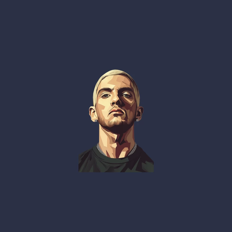 Stylized Portrait of Serious Blonde Rapper with Chain Necklace Bucket Hat