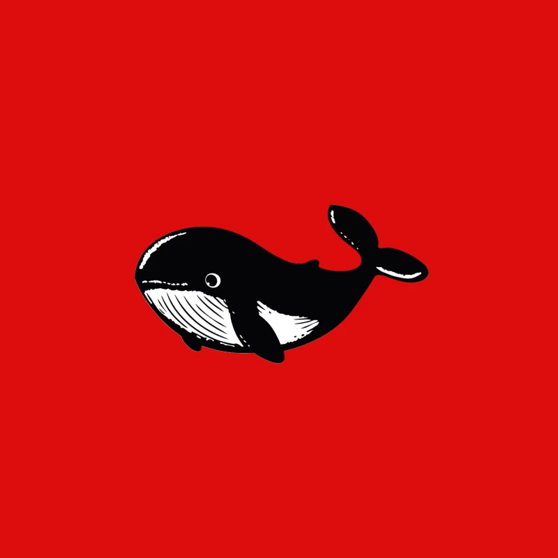 Cute Cartoon Whale Illustration in Black and White Male Tank Top