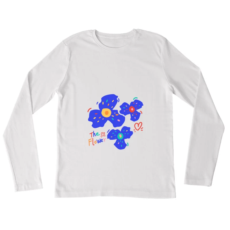 Bunte Blumenillustration Damen Langarm T-Shirt