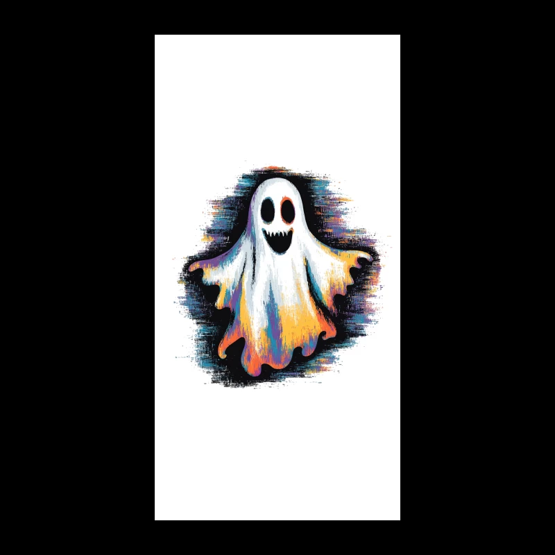 Colorful Spooky Ghost Halloween Illustration iPhone Case