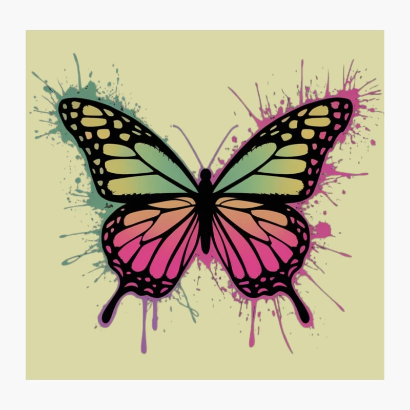 Artistic Watercolor Butterfly with Splash Effect Throw Pillow