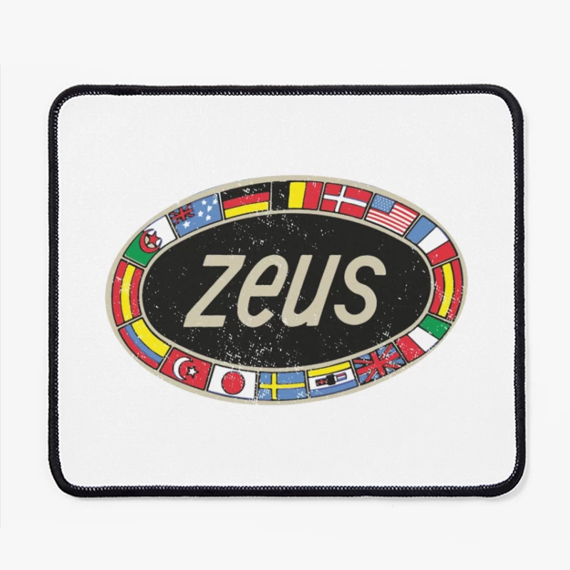 Zeus International Vintage Logo with National Flags Border Mouse Pad