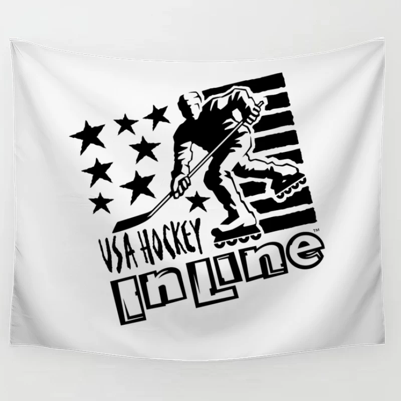 USA Inline Hockey Sports Logo with Stars and Stripes Design Tapestry