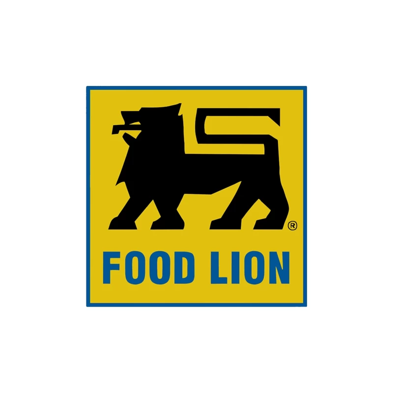 Food Lion Supermarket Chain Logo with Black Lion on Yellow Background Throw Pillow