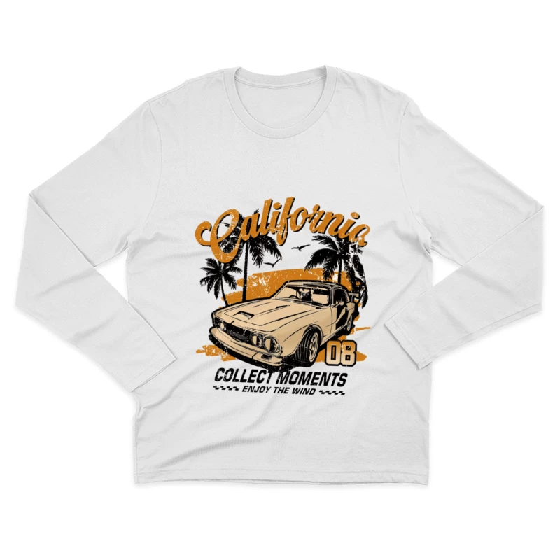 Kalifornien Vintage Auto und Palmen Herren Langarm T-Shirt