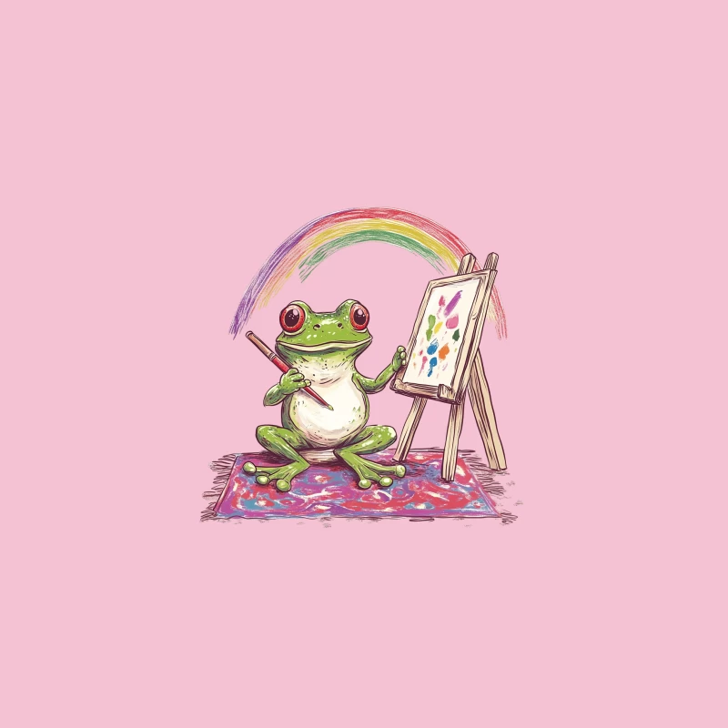 Artistic Frog Painting Rainbow Masterpiece Bucket Hat