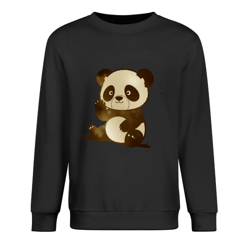 Cute Cartoon Panda Bear Illustration Male Pullover Sweatshirt