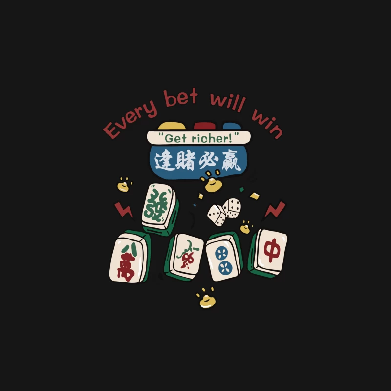 Glücksspiel mit Mahjong-Thema Herren Langarm T-Shirt