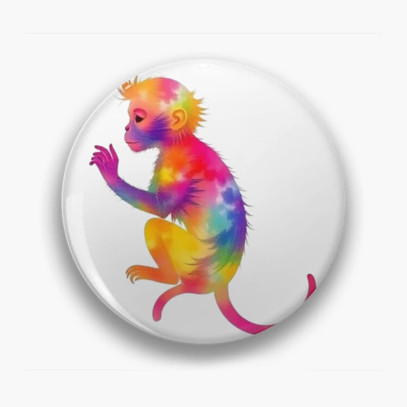 Rainbow Gradient Monkey Art Pin