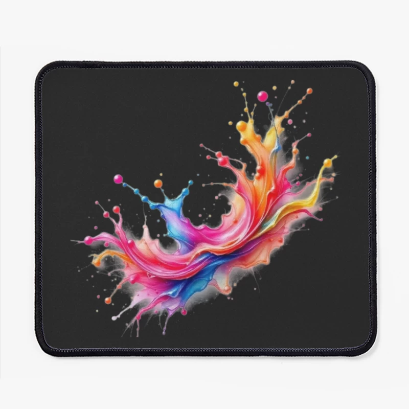 Vibrant Rainbow Watercolor Splash Abstract Mouse Pad