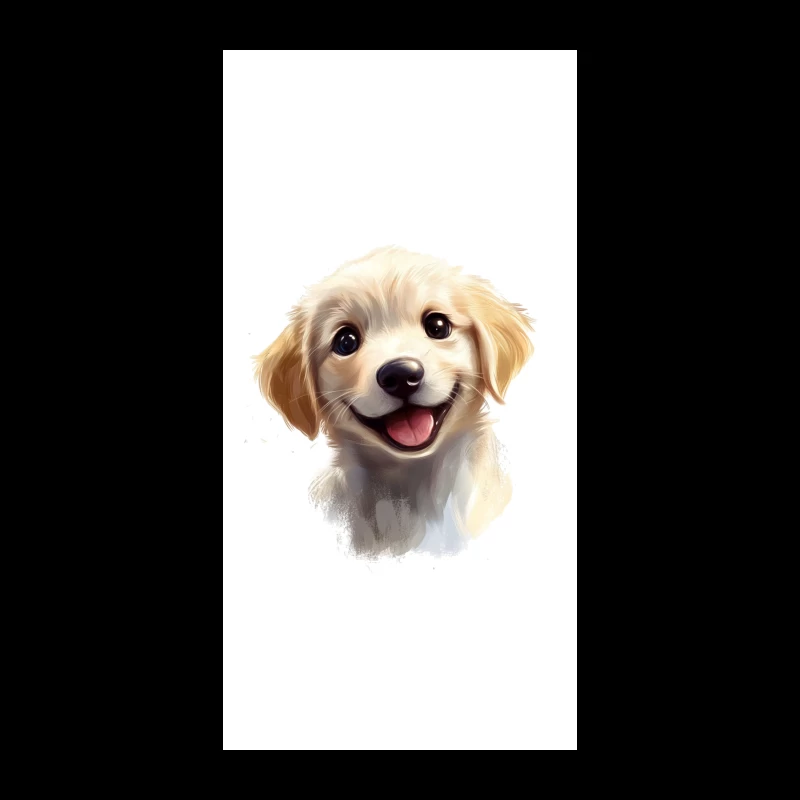 Adorable Smiling Golden Retriever Puppy Digital Portrait iPhone Case