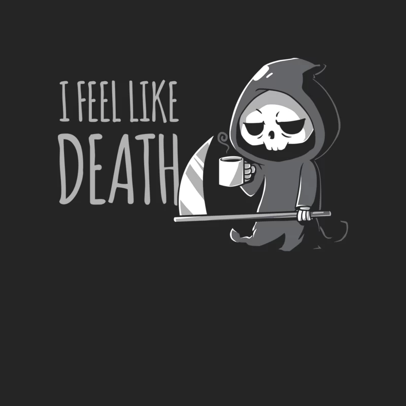 Humorous Cartoon of Grim Reaper Feeling Like Death Female Pullover Sweatshirt