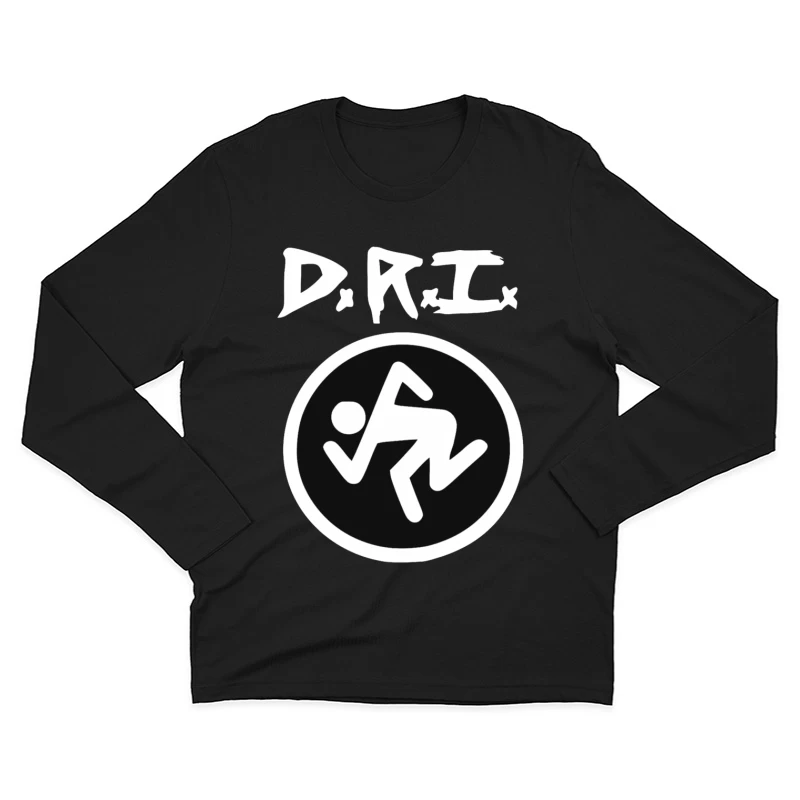 DRI Records Running Man Logo in Black and White Circle Male Long Sleeve T-Shirt