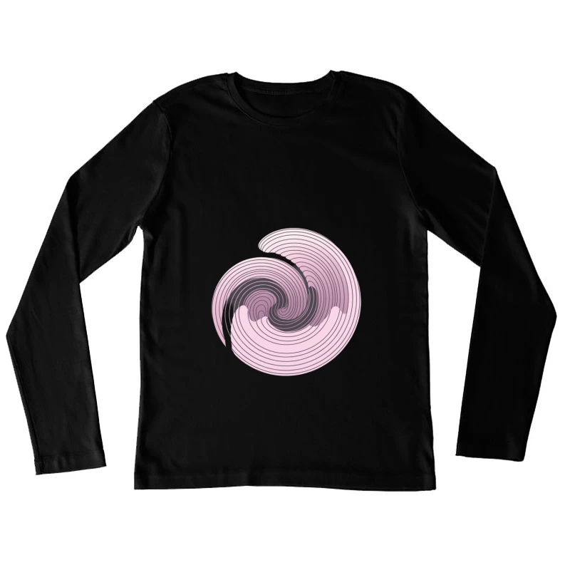 Pink Spiral Abstract Geometric Design Female Long Sleeve T-Shirt