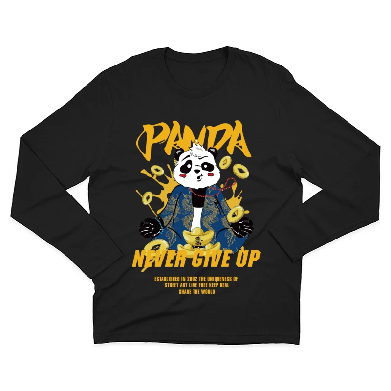 Panda Meditierend auf Reichtum Herren Langarm T-Shirt