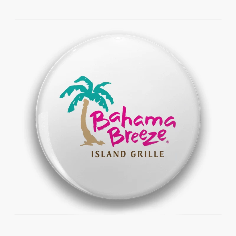 Bahama Breeze Island Grille Restaurant Logo with Tropical Palm Tree Pin