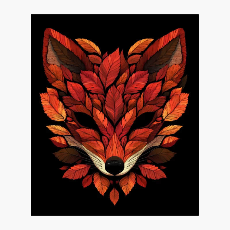 Autumnal Fox: Stylized Leaf Art Illustration Cotton Tote Bag