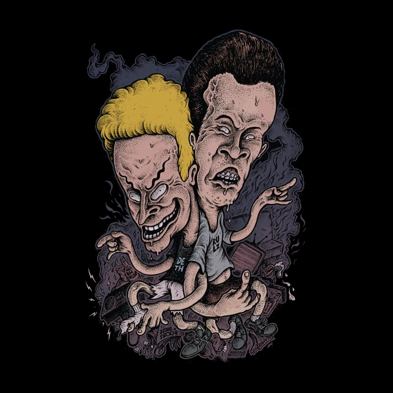 Beavis and Butt-Head Cartoon Art Throw Pillow