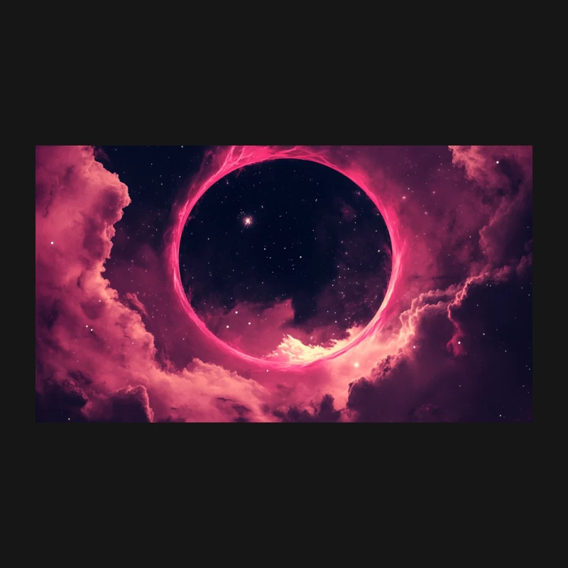 Surreal Pink Cosmic Eclipse in Nebula-filled Space Desk Mat
