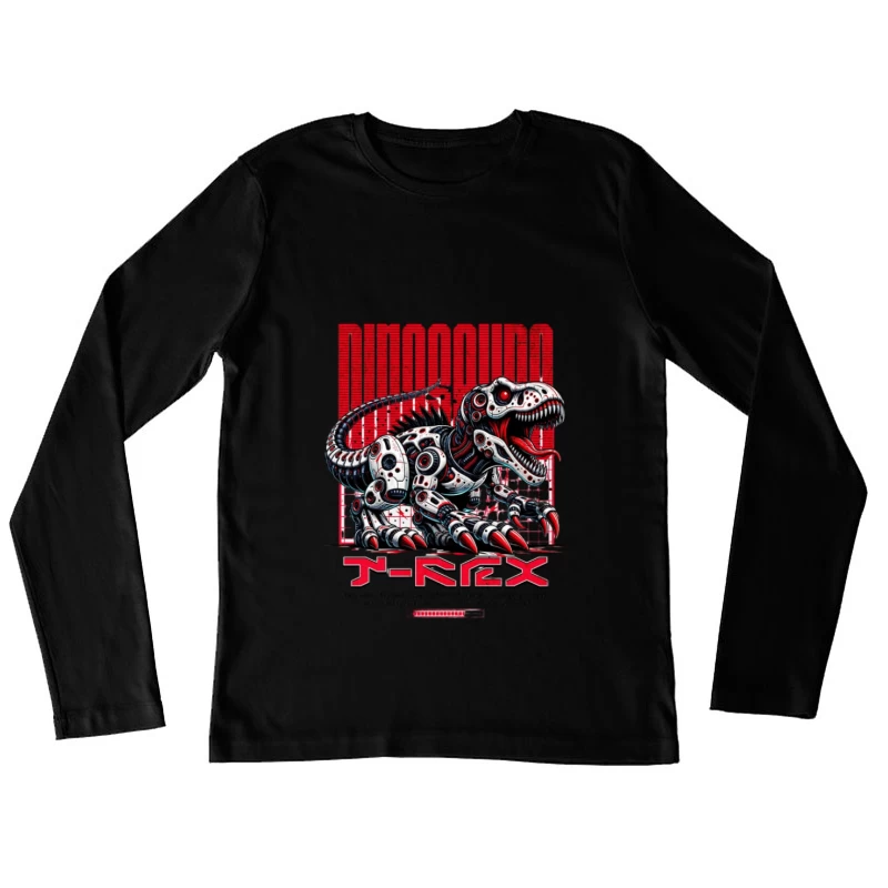 Design de T-Rex Dinosaure Robot Femme Manches Longues T-Shirt