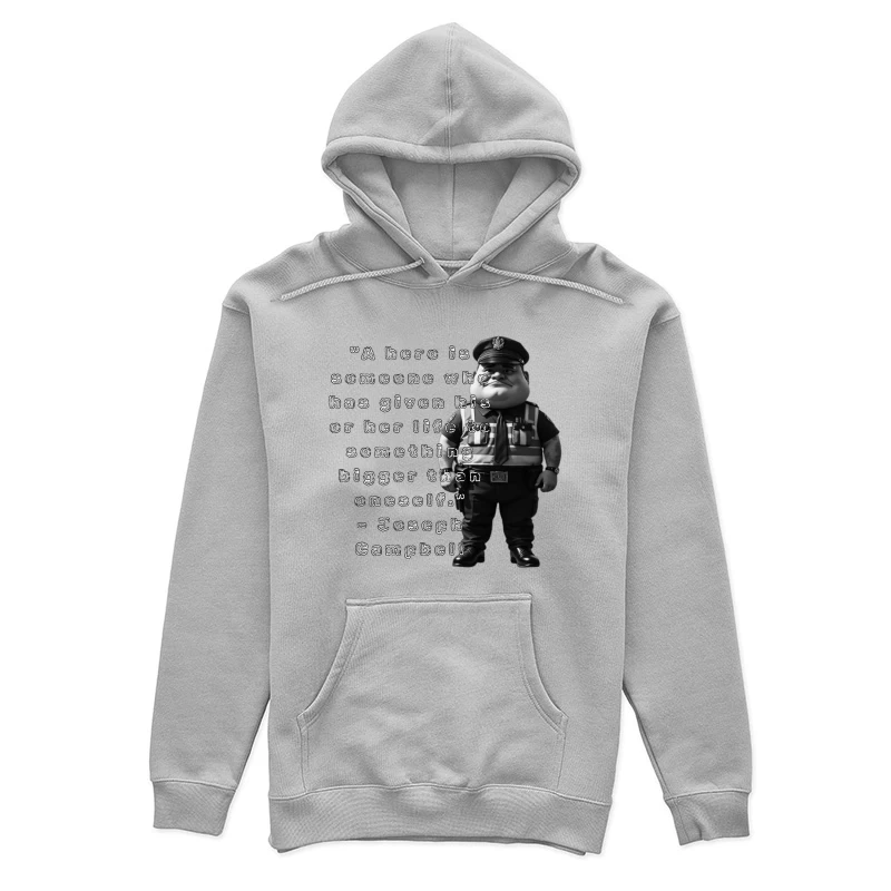 Police Officer Cartoon with Heroic Service Quote Female Pullover Hoodie