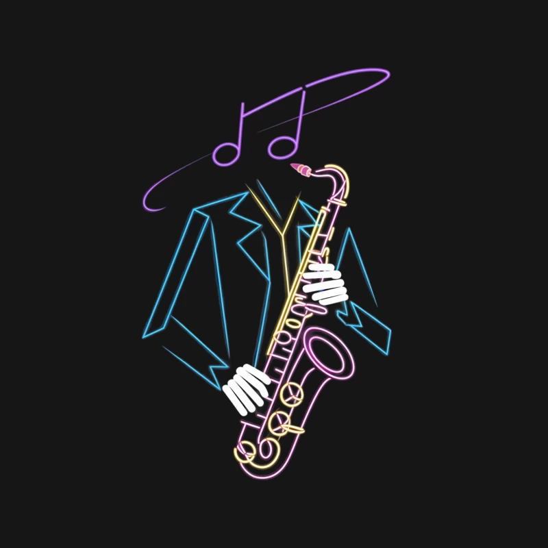 Artistic Jazz Saxophone Musical Sketch Male T-Shirt