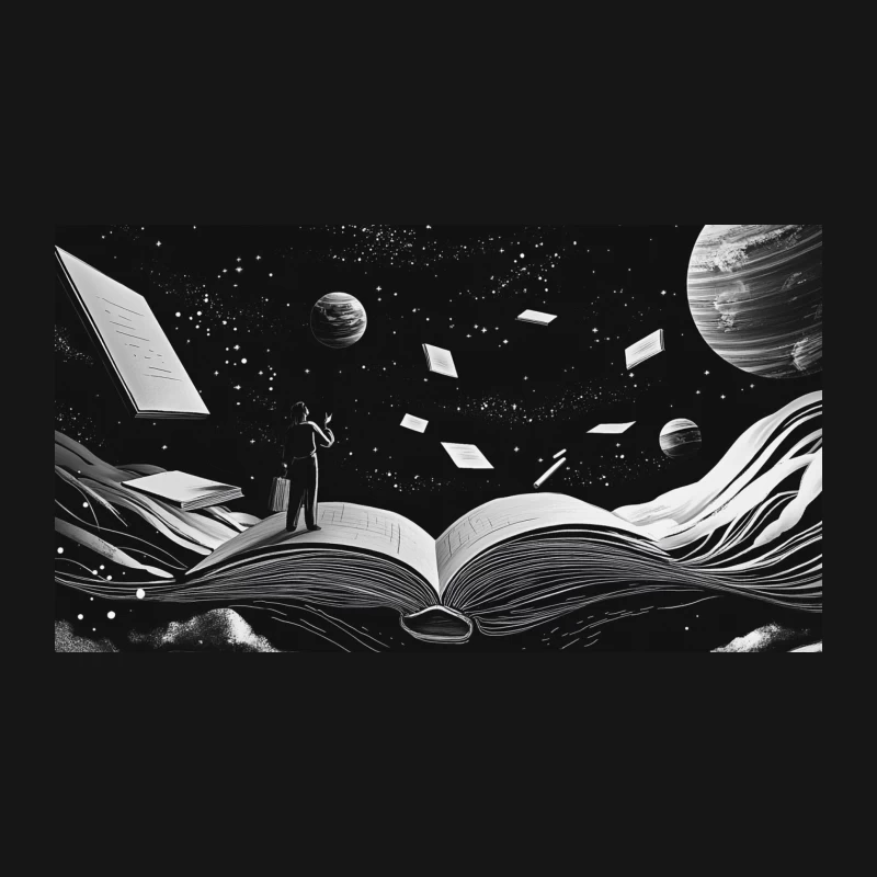 Cosmic Reading: A Journey Through Literary Imagination Desk Mat