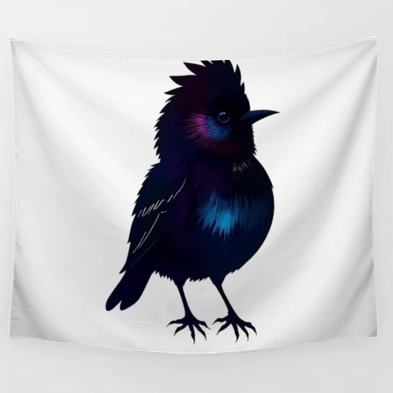 Mystical Glowing Black Bird Silhouette Tapestry