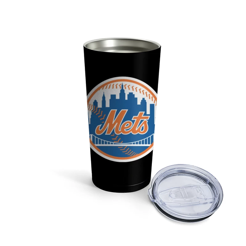 New York Mets MLB Baseball Team Logo with City Skyline Travel Mug