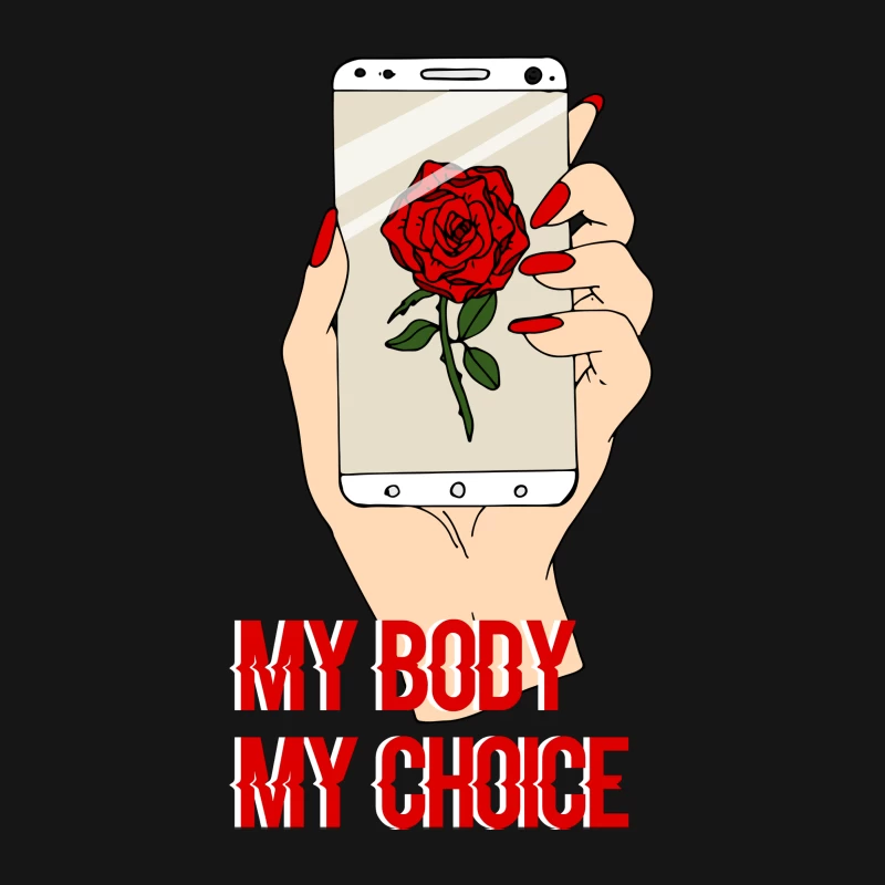 Illustration féministe avec rose et téléphone Femme T-Shirt