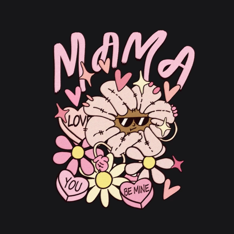 Lustige Mama Blume mit Herzen Damen Pullover Hoodie
