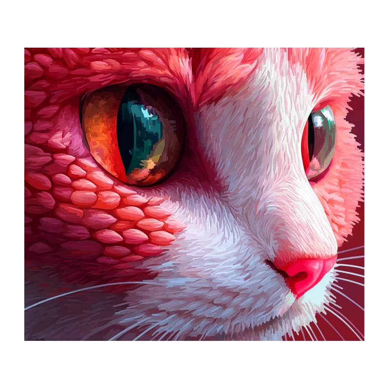 Vibrant Feline Portrait: Artistic Close-Up of Cat's Eyes and Fur Tapestry
