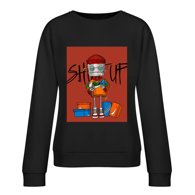 Streetwear Robot Female Pullover Sweatshirt