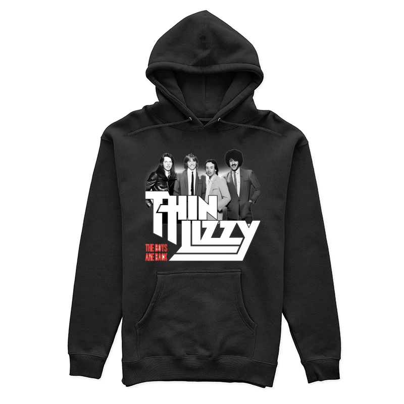 Thin Lizzy "The Boys Are Back" Album Cover - Classic Rock Band Portrait in Black and White Female Pullover Hoodie