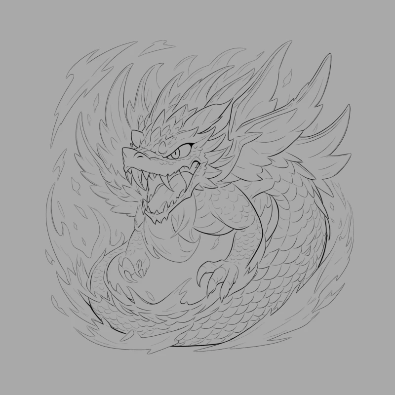 Fierce Dragon Breathing Flames Male Pullover Hoodie